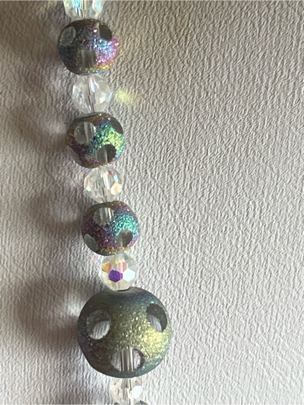 Titanium Carnival Glass Necklace & Hoop Earrings Set - Picture 5 of 10